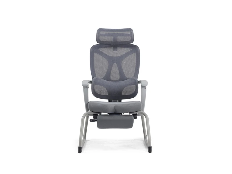 Gray Ergonomic Mesh Office Visitor Chair  Cantilever Guest Chair with Footrest