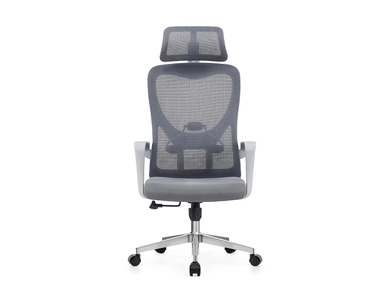 Gray Ergonomic Mesh Office Chair with Adjustable Headrest